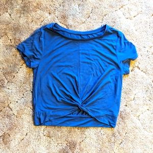 Zyia Blue Twist Crop Shirt